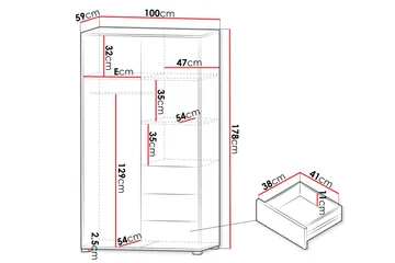 Agawal Garderob med Spegel 100x178 cm - Vit - Förvaring - Garderober & garderobssystem