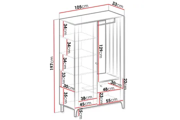 Aggarwal Garderob med Spegel 105x197 cm - Beige - Förvaring - Garderober & garderobssystem