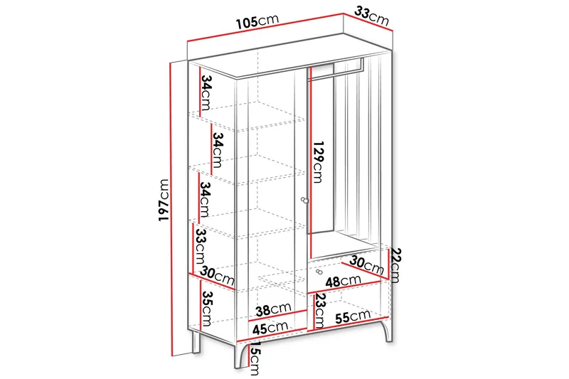 Aggarwal Garderob med Spegel 105x197 cm - Beige - Förvaring - Garderober & garderobssystem