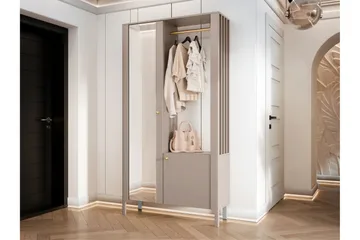 Aggarwal Garderob med Spegel 105x197 cm - Beige - Förvaring - Garderober & garderobssystem