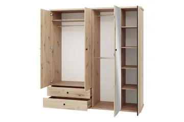 Aldbrough Garderob med Spegel 200x213 cm - Brun/Svart - Förvaring - Garderober & garderobssystem