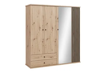 Aldbrough Garderob med Spegel 200x213 cm - Brun/Svart - Förvaring - Garderober & garderobssystem