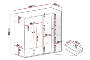 Aldbrough Garderob med Spegel 200x213 cm - Brun/Svart - Förvaring - Garderober & garderobssystem