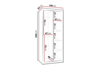 Amira Garderob m. Spegel 100x200 cm - Beige - Förvaring - Garderober & garderobssystem