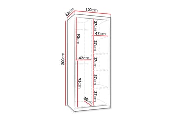 Amira Garderob m. Spegel 100x200 cm - Förvaring - Garderober & garderobssystem
