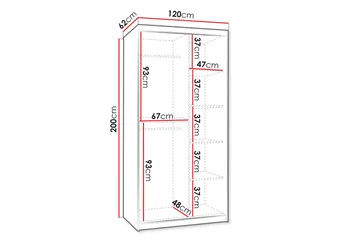 Amira Garderob m. Spegel 120x200 cm - Förvaring - Garderober & garderobssystem