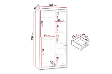 Amira Garderob m. Spegel 120x200 cm - Förvaring - Garderober & garderobssystem