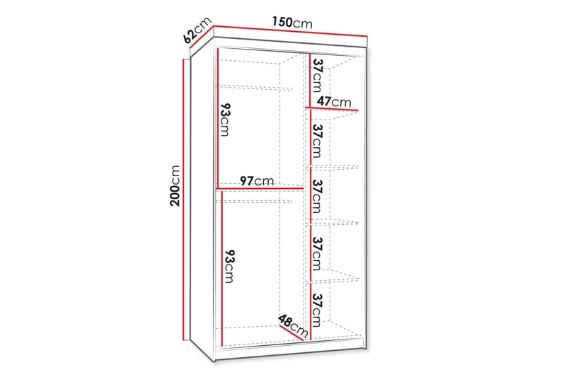 Amira Garderob m. Spegel 150x200 cm - Beige - Förvaring - Garderober & garderobssystem