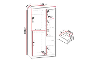 Amira Garderob m. Spegel 150x200 cm - Beige - Förvaring - Garderober & garderobssystem