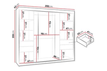 Amira Garderob m. Spegel 200x200 cm - Grå - Förvaring - Garderober & garderobssystem