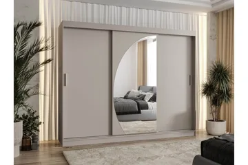 Amira Garderob m. Spegel 250x200 cm - Beige - Förvaring - Garderober & garderobssystem