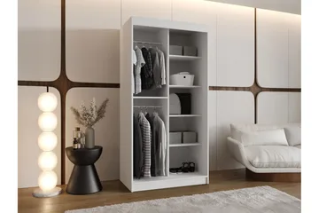 Amira Garderob med Spegel 100x200 cm i Målat Trä - Beige - Förvaring - Garderober & garderobssystem