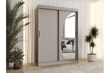 Amira Garderob med Spegel 150x200 cm i Trä och Glas - Beige - Förvaring - Garderober & garderobssystem