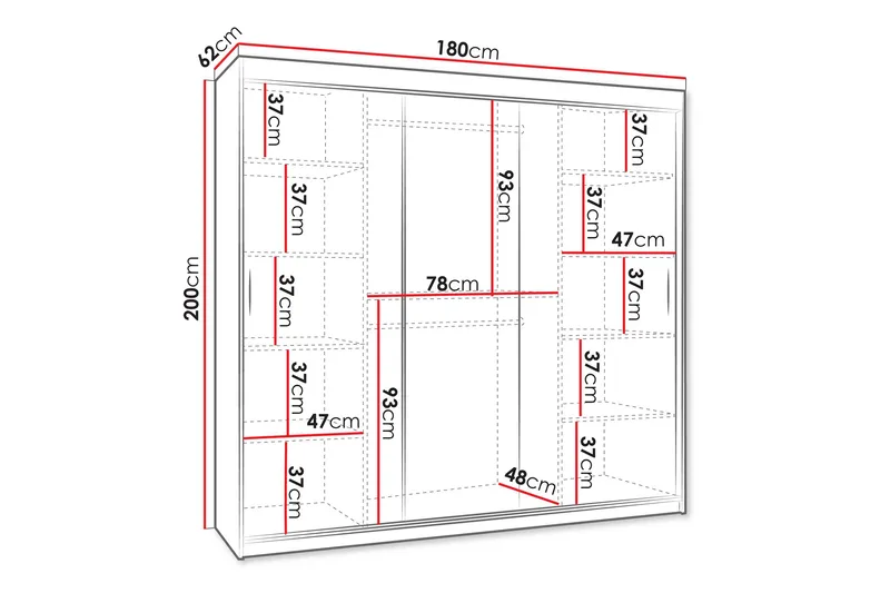 Amira Garderob med Spegel 180x200 cm i Målat Trä - Svart - Förvaring - Garderober & garderobssystem