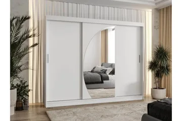 Amira Garderob med Spegel 250x200 cm i Målat Trä med Glasdetaljer - Grå - Förvaring - Garderober & garderobssystem