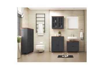 Alby Högskåp till Badrum 130x75x30 cm - Grå - Förvaring - Badrumsförvaring - Väggskåp & högskåp