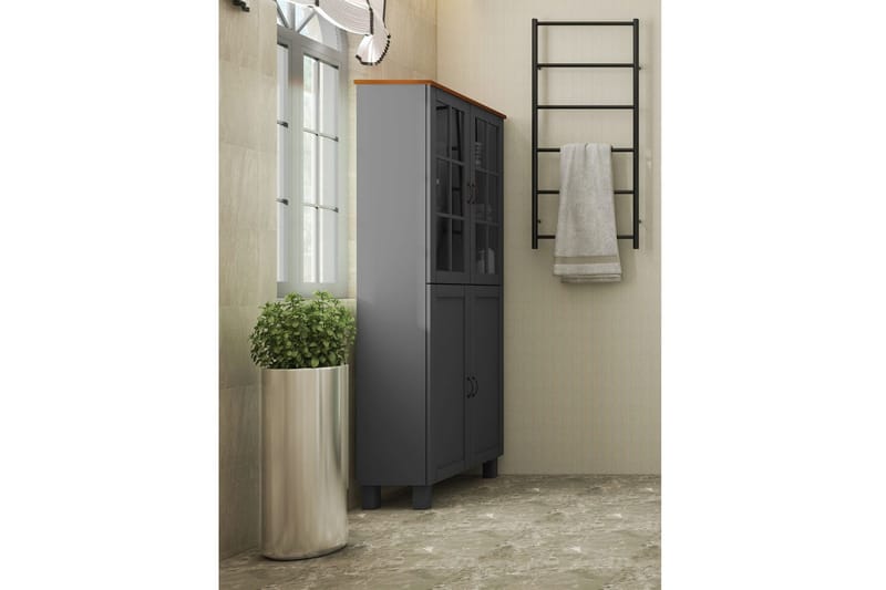 Alby Högskåp till Badrum 130x75x30 cm - Grå - Förvaring - Badrumsförvaring - Väggskåp & högskåp