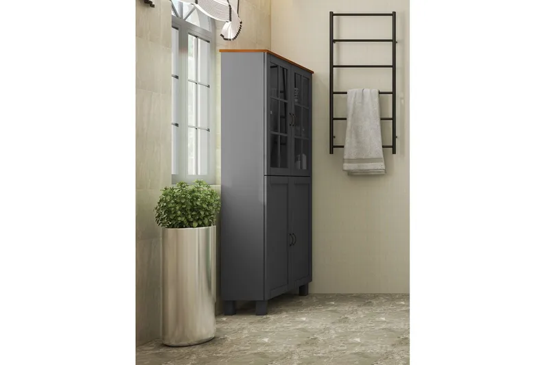 Alby Högskåp till Badrum 130x75x30 cm - Grå - Förvaring - Badrumsförvaring - Väggskåp & högskåp