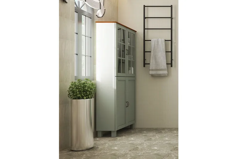 Alby Högskåp till Badrum 130x75x30 cm - Grön - Förvaring - Badrumsförvaring - Väggskåp & högskåp