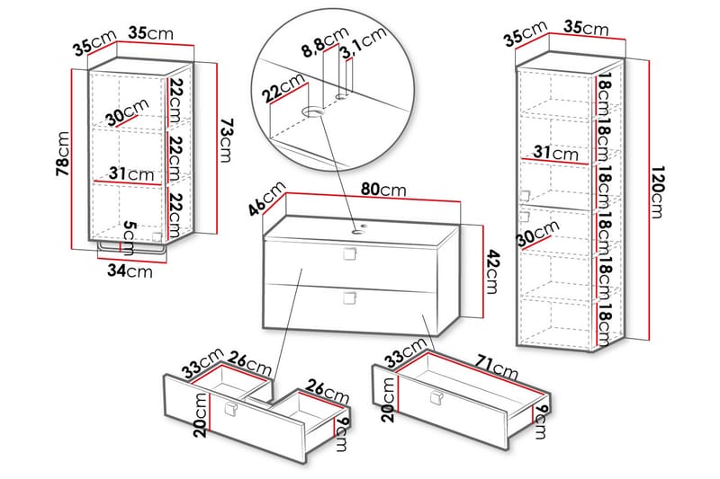 Alima Möbelset för Badrum - Förvaring - Badrumsförvaring - Kompletta möbelpaket badrum