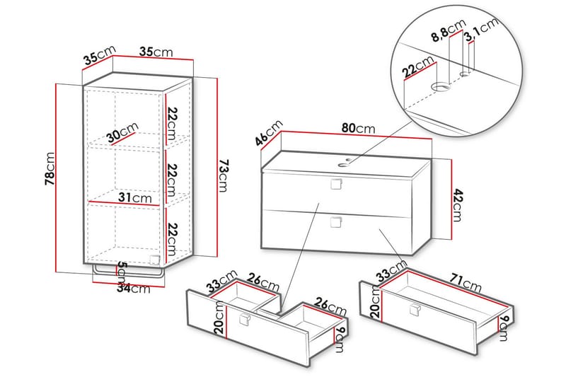 Alima Möbelset för Badrum - Förvaring - Badrumsförvaring - Kompletta möbelpaket badrum