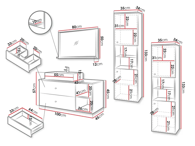 Askersund Möbelset för Badrum - Beige - Förvaring - Badrumsförvaring - Kompletta möbelpaket badrum
