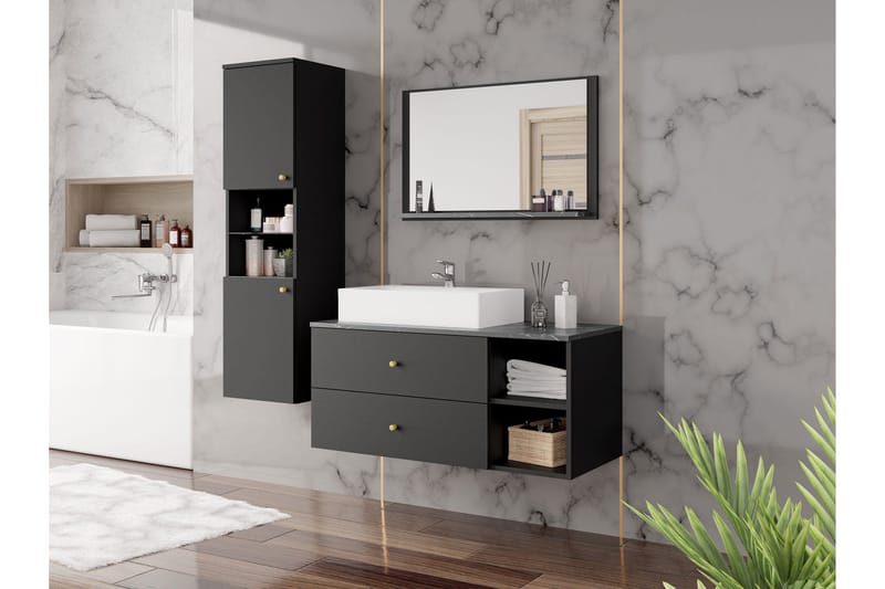 Askersund Möbelset för Badrum - Svart - Förvaring - Badrumsförvaring - Kompletta möbelpaket badrum