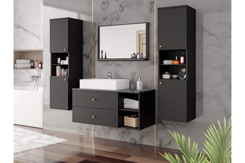 Askersund Möbelset för Badrum - Svart - Förvaring - Badrumsförvaring - Kompletta möbelpaket badrum