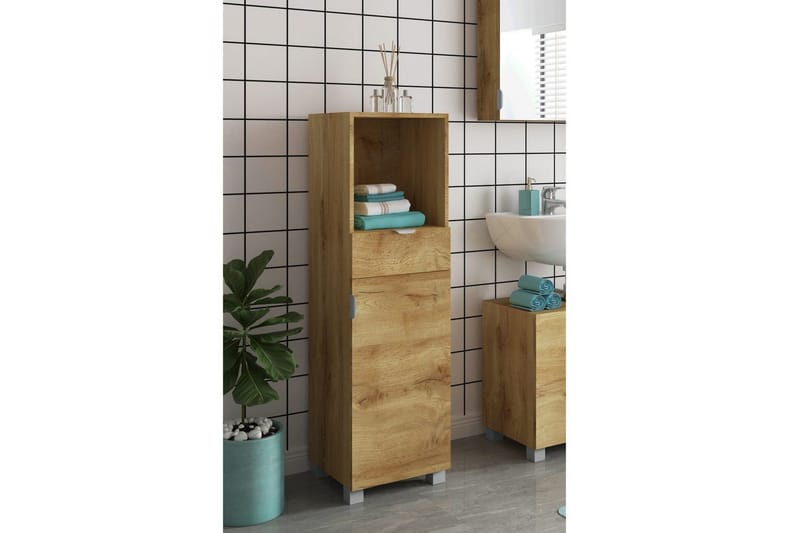 Atlas Högskåp till Badrum 129x38x36 cm - Natur - Förvaring - Badrumsförvaring - Väggskåp & högskåp