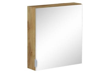 Atlas Väggskåp med Spegel 60x65 cm - Natur - Förvaring - Badrumsförvaring - Spegelskåp