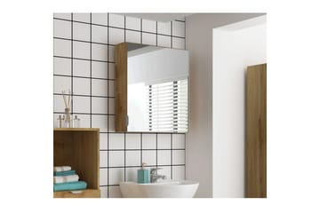 Atlas Väggskåp med Spegel 60x65 cm - Natur - Förvaring - Badrumsförvaring - Spegelskåp