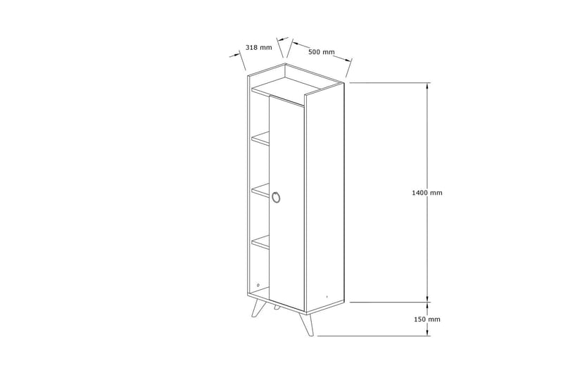 Badrumsförvaring Zakkum 50x140 cm - Vit - Badrumsförvaring