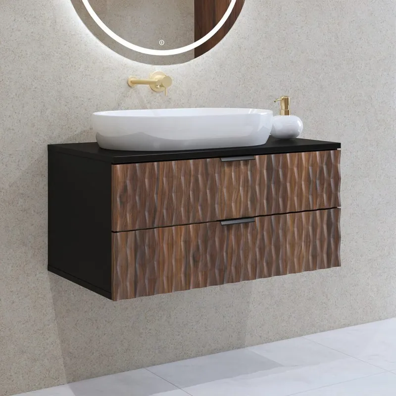 Badrumsmöbel Enzo med 2 Lådor Väggmonterad - 81 cm - Förvaring - Badrumsförvaring - Väggskåp & högskåp