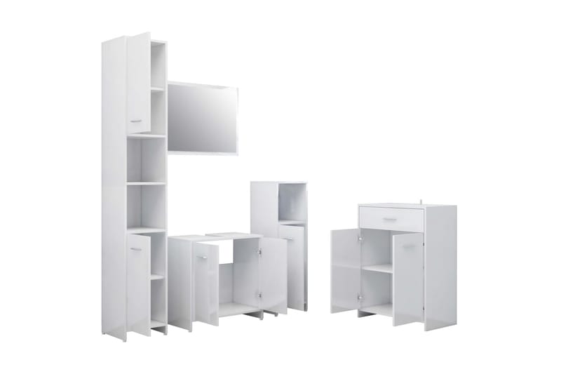 Badrumsmöbler 4 delar vit högglans - Vit - Kompletta möbelpaket badrum