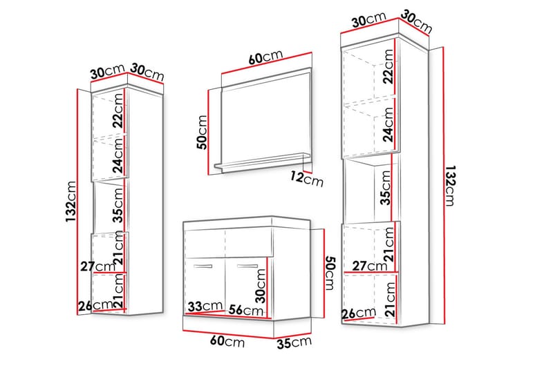 Badrumsmöbler Carignan XL 35 cm - Kompletta möbelpaket badrum