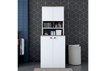 Badrumsskåp Akashya 70x183,6 cm Vit/Brun - Hanah Home - Förvaring - Badrumsförvaring - Badrumsskåp