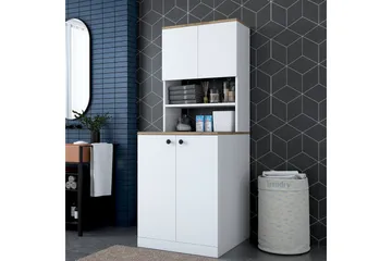 Akashya Badrumsskåp 70x183,6 cm Vit/Brun - Hanah Home - Förvaring - Badrumsförvaring - Badrumsskåp