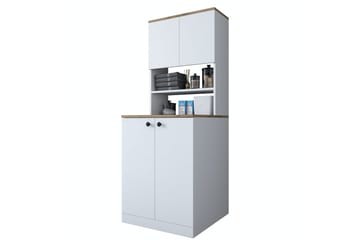 Akashya Badrumsskåp 70x183,6 cm Vit/Brun - Hanah Home - Förvaring - Badrumsförvaring - Badrumsskåp