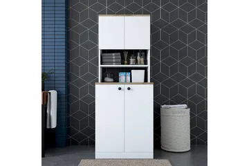 Akashya Badrumsskåp 70x183,6 cm Vit/Brun - Hanah Home - Förvaring - Badrumsförvaring - Badrumsskåp