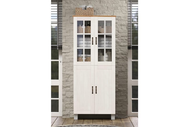 Badrumsskåp Alby 75x30x170 cm, Vit/Honung - 75x30x170 cm, Vit/Honung - Förvaring - Badrumsförvaring - Väggskåp & högskåp