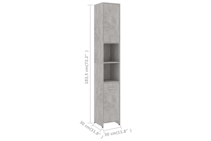 Badrumsskåp betonggrå 30x30x183,5 cm spånskiva - Grå - Väggskåp & högskåp - Badrumsskåp