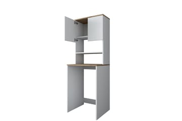 Badrumsskåp Caronti 65x183,6 cm Vit/Brun - Hanah Home - Förvaring - Badrumsförvaring - Badrumsskåp
