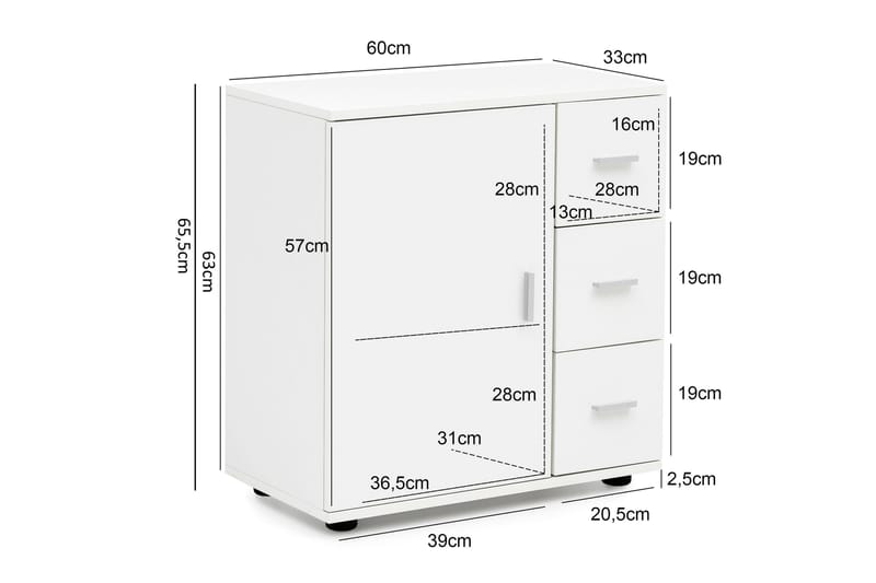 Badrumsskåp Muche 60x33 cm - Vit - Badrumsskåp