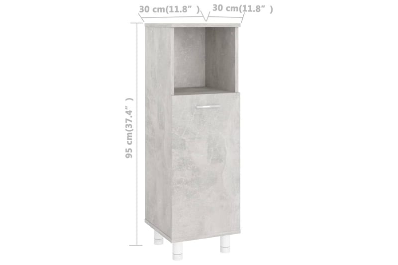 Badrumsskåp betonggrå 30x30x95 cm spånskiva - Grå - Väggskåp & högskåp - Badrumsskåp
