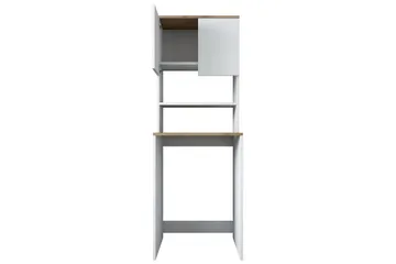 Caronti Badrumsskåp 65x183,6 cm Vit/Brun - Hanah Home - Förvaring - Badrumsförvaring - Badrumsskåp