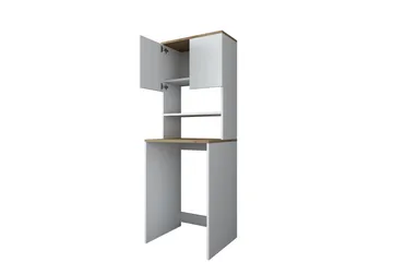 Caronti Badrumsskåp 65x183,6 cm Vit/Brun - Hanah Home - Förvaring - Badrumsförvaring - Badrumsskåp