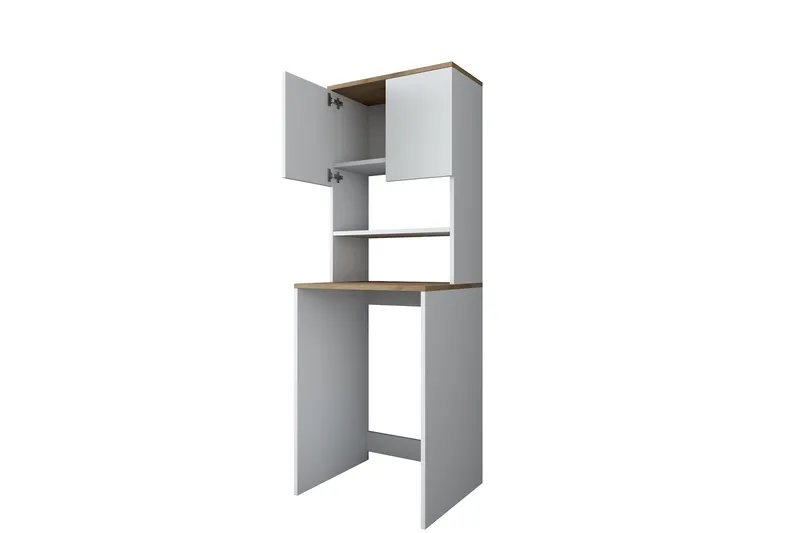 Caronti Badrumsskåp 65x183,6 cm Vit/Brun, Hanah Home