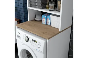 Caronti Badrumsskåp 65x183,6 cm Vit/Brun - Hanah Home - Förvaring - Badrumsförvaring - Badrumsskåp