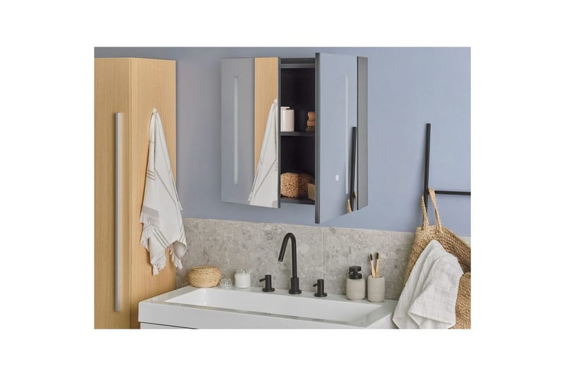 Badrumsskåp med spegel Chabunco Svart, Silver - Svart, Silver - Förvaring - Badrumsförvaring - Spegelskåp