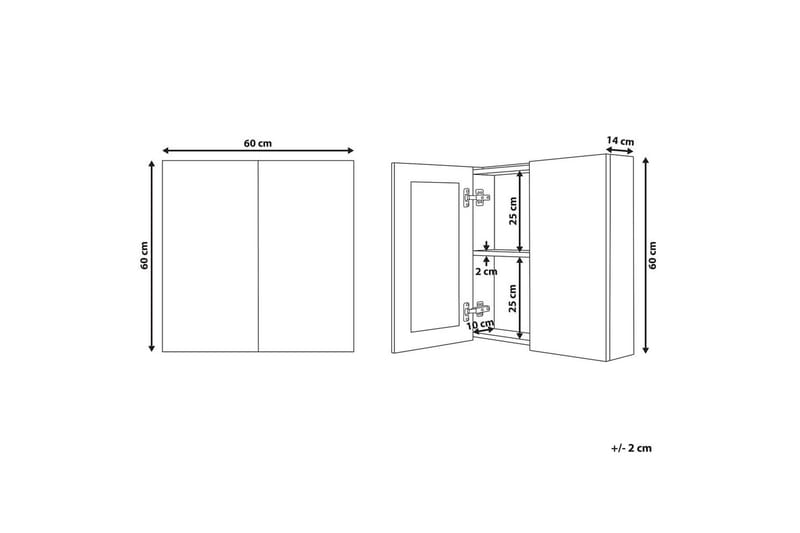 Badrumsskåp med spegel Navarra Svart, Silver, 60x14x60 cm - Svart, Silver, 60x14x60 cm - Förvaring - Badrumsförvaring - Spegelskåp
